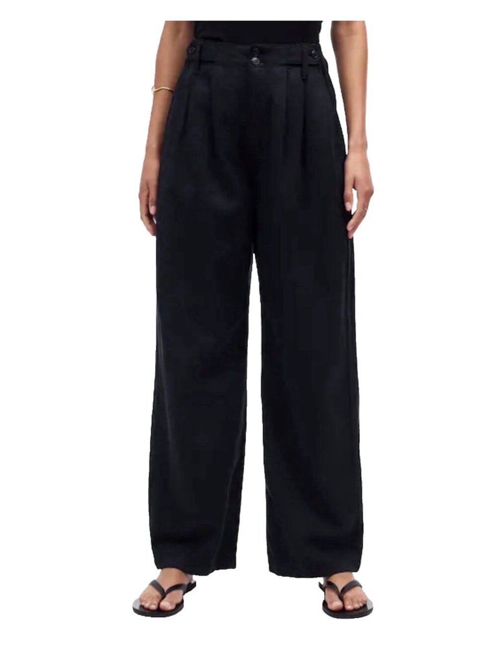 Madewell The Harlow Wide Leg Pants Womens 12T Black Pleated High Rise Tall